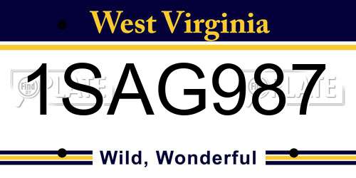 1SAG987 West Virginia License Plate