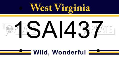 1SAI437 West Virginia License Plate