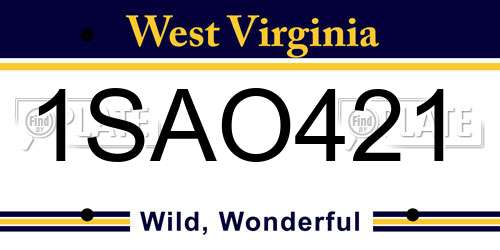 1SAO421 West Virginia License Plate
