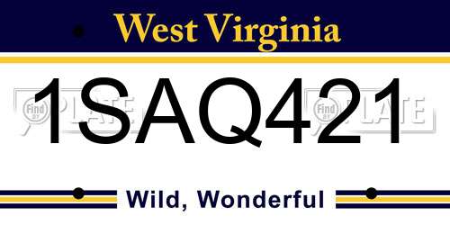 1SAQ421 West Virginia License Plate