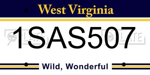 1SAS507 West Virginia License Plate