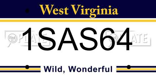 1SAS64 West Virginia License Plate