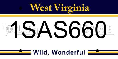 1SAS660 West Virginia License Plate