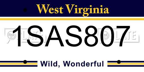 1SAS807 West Virginia License Plate