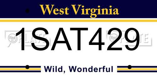 1SAT429 West Virginia License Plate