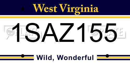 1SAZ155 West Virginia License Plate