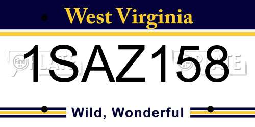 1SAZ158 West Virginia License Plate