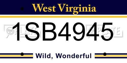 1SB4945 West Virginia License Plate