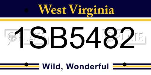1SB5482 West Virginia License Plate