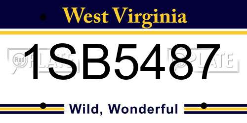 1SB5487 West Virginia License Plate
