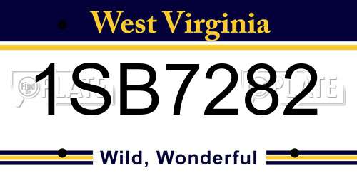 1SB7282 West Virginia License Plate