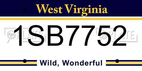 1SB7752 West Virginia License Plate