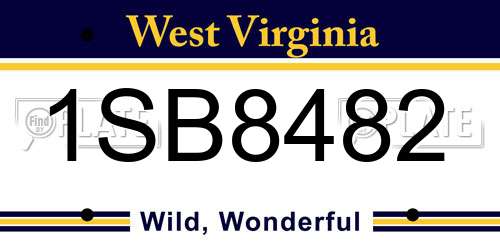 1SB8482 West Virginia License Plate