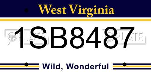 1SB8487 West Virginia License Plate