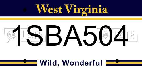 1SBA504 West Virginia License Plate