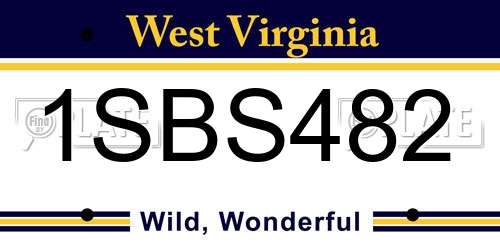 1SBS482 West Virginia License Plate