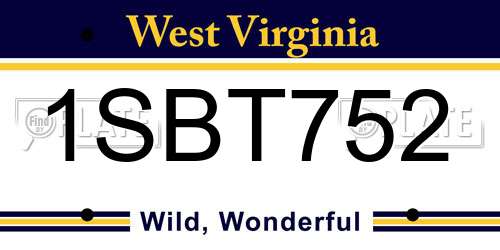 1SBT752 West Virginia License Plate