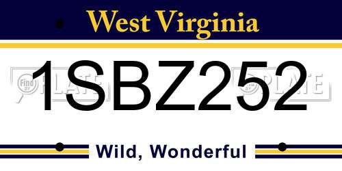 1SBZ252 West Virginia License Plate