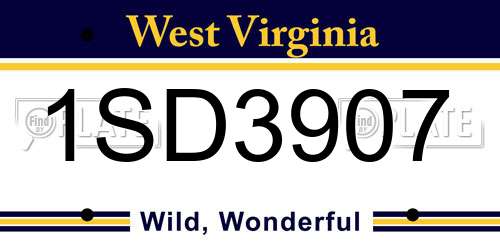 1SD3907 West Virginia License Plate