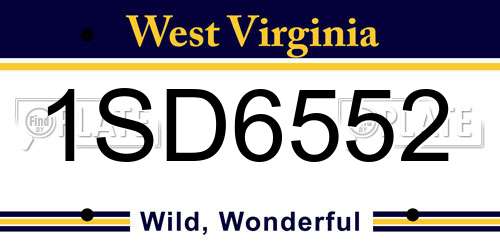 1SD6552 West Virginia License Plate