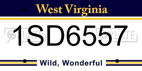 1SD6557 West Virginia License Plate