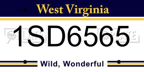 1SD6565 West Virginia License Plate