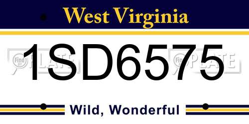 1SD6575 West Virginia License Plate
