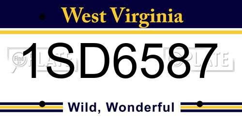 1SD6587 West Virginia License Plate