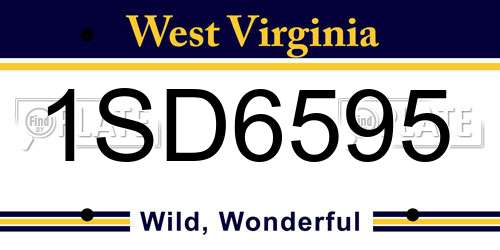 1SD6595 West Virginia License Plate