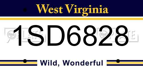 1SD6828 West Virginia License Plate