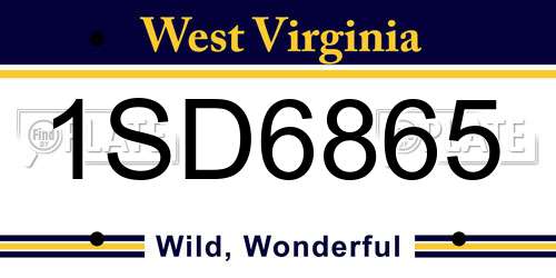 1SD6865 West Virginia License Plate