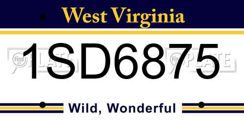 1SD6875 West Virginia License Plate