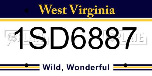 1SD6887 West Virginia License Plate