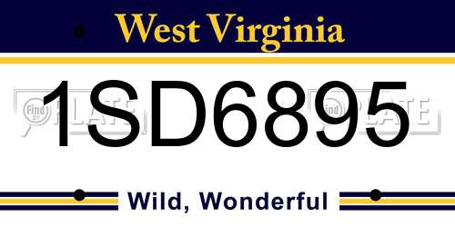 1SD6895 West Virginia License Plate