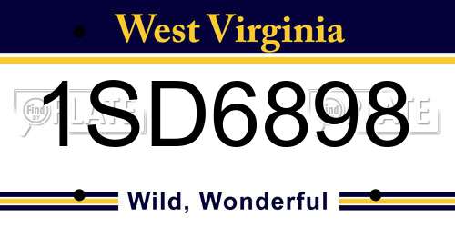 1SD6898 West Virginia License Plate