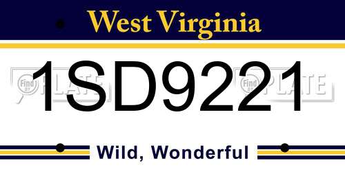 1SD9221 West Virginia License Plate