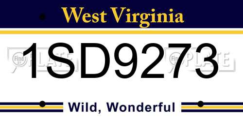 1SD9273 West Virginia License Plate