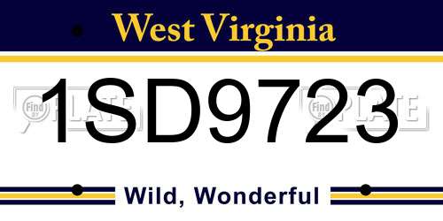 1SD9723 West Virginia License Plate
