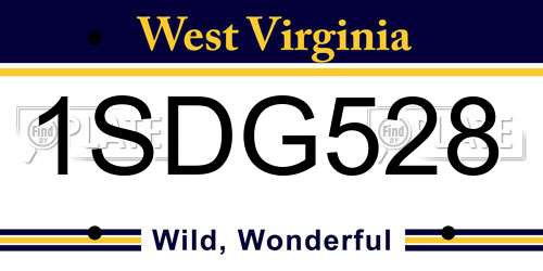 1SDG528 West Virginia License Plate