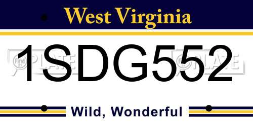 1SDG552 West Virginia License Plate
