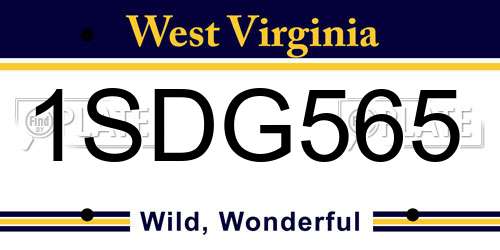 1SDG565 West Virginia License Plate