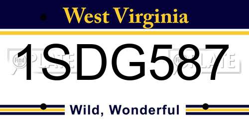 1SDG587 West Virginia License Plate