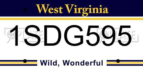 1SDG595 West Virginia License Plate