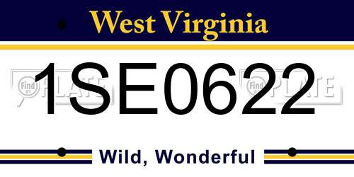 1SE0622 West Virginia License Plate