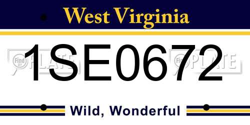 1SE0672 West Virginia License Plate