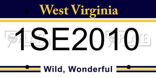 1SE2010 West Virginia License Plate