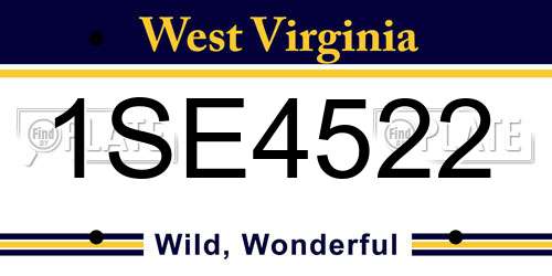 1SE4522 West Virginia License Plate
