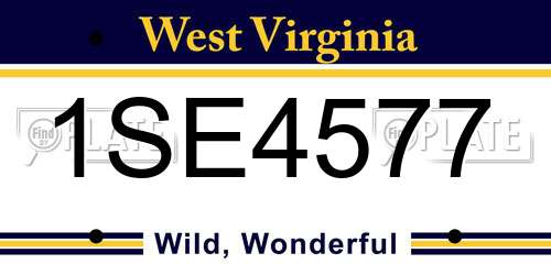 1SE4577 West Virginia License Plate