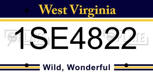 1SE4822 West Virginia License Plate