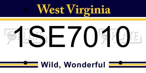 1SE7010 West Virginia License Plate